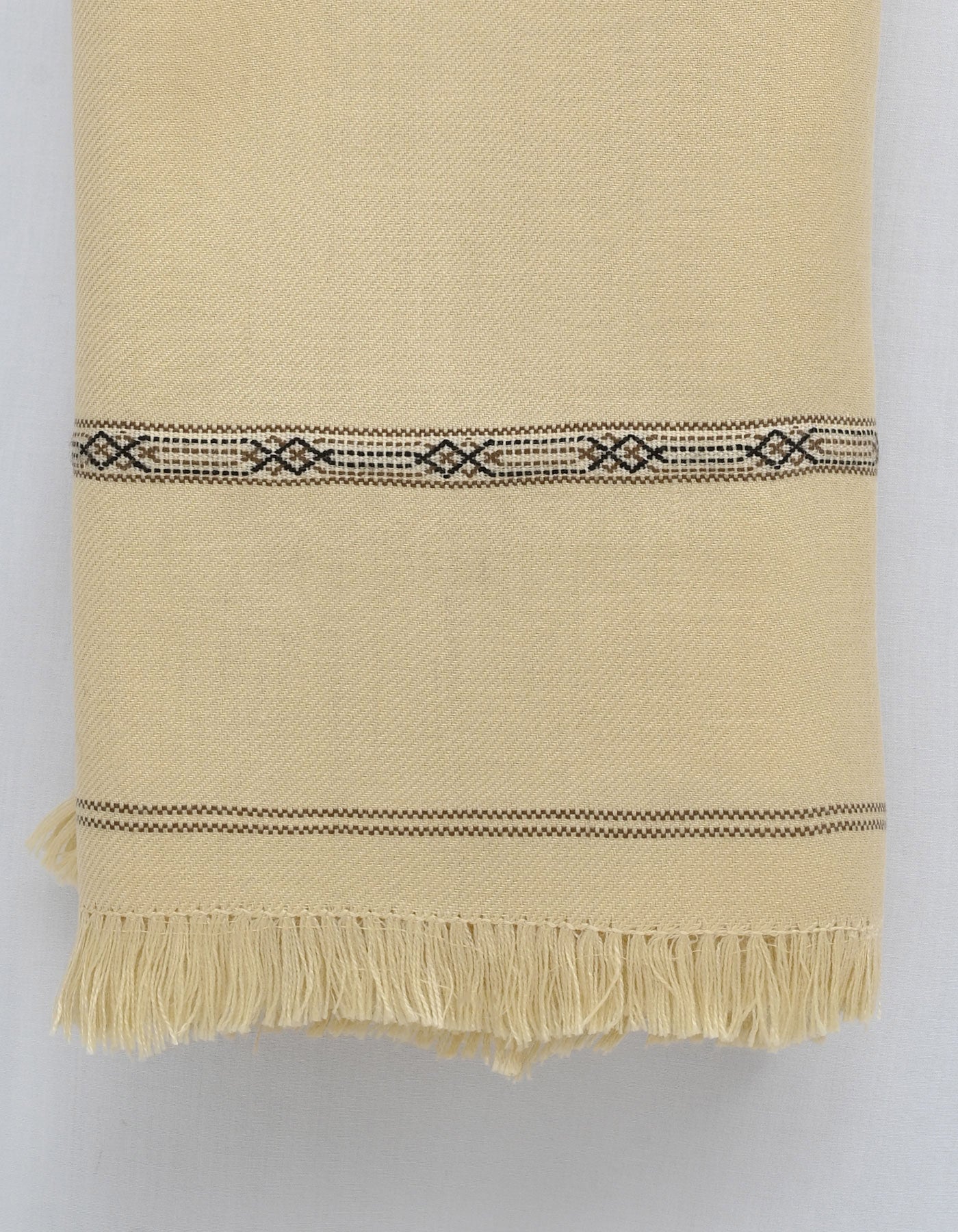 Beige Plain Plain 100% Wool Men Shawl