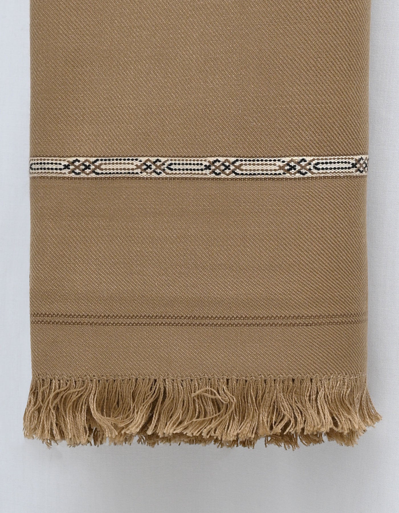 Camel Plain Plain 100% Wool Men Shawl