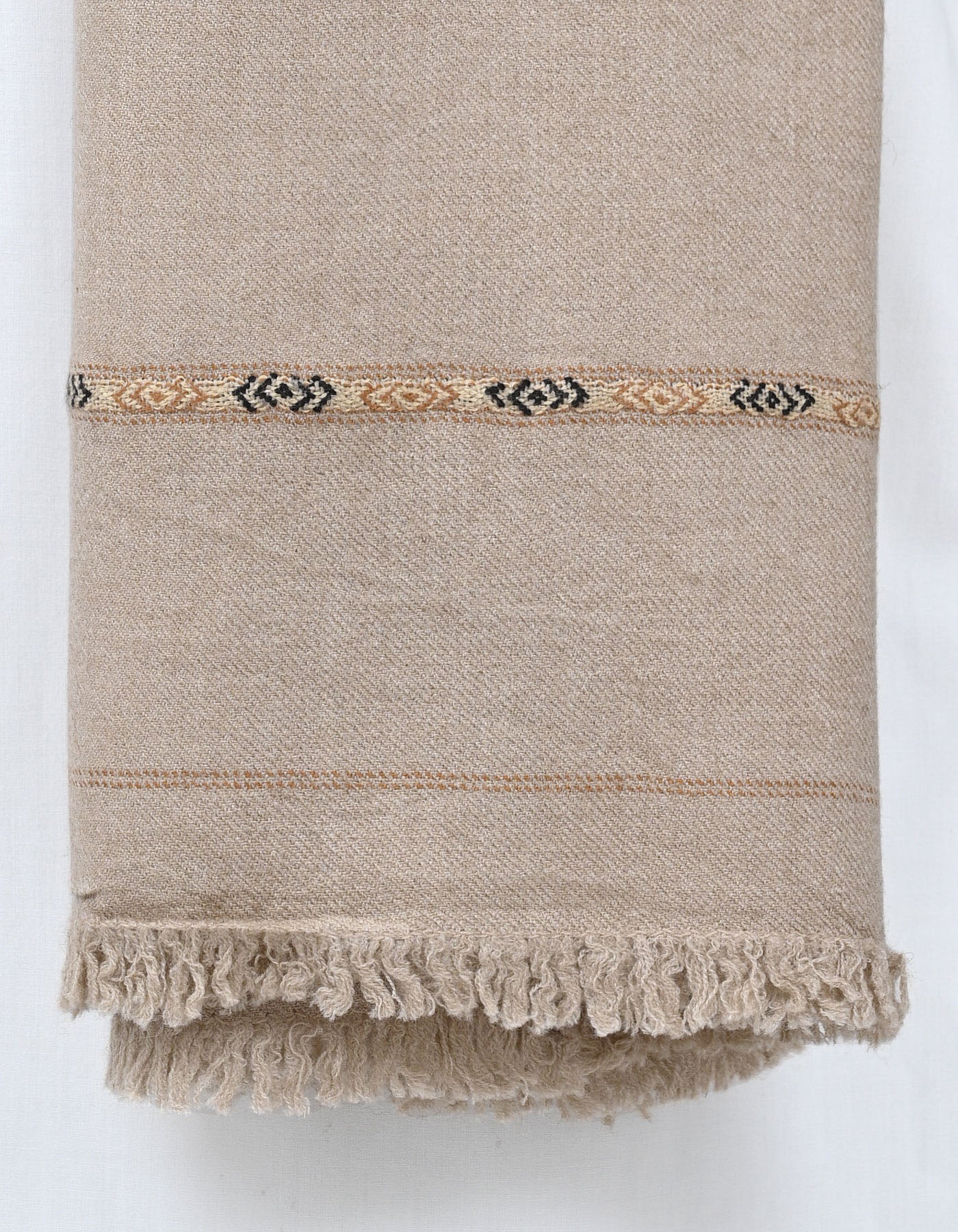 L Brown Plain 100% Wool Men Shawl