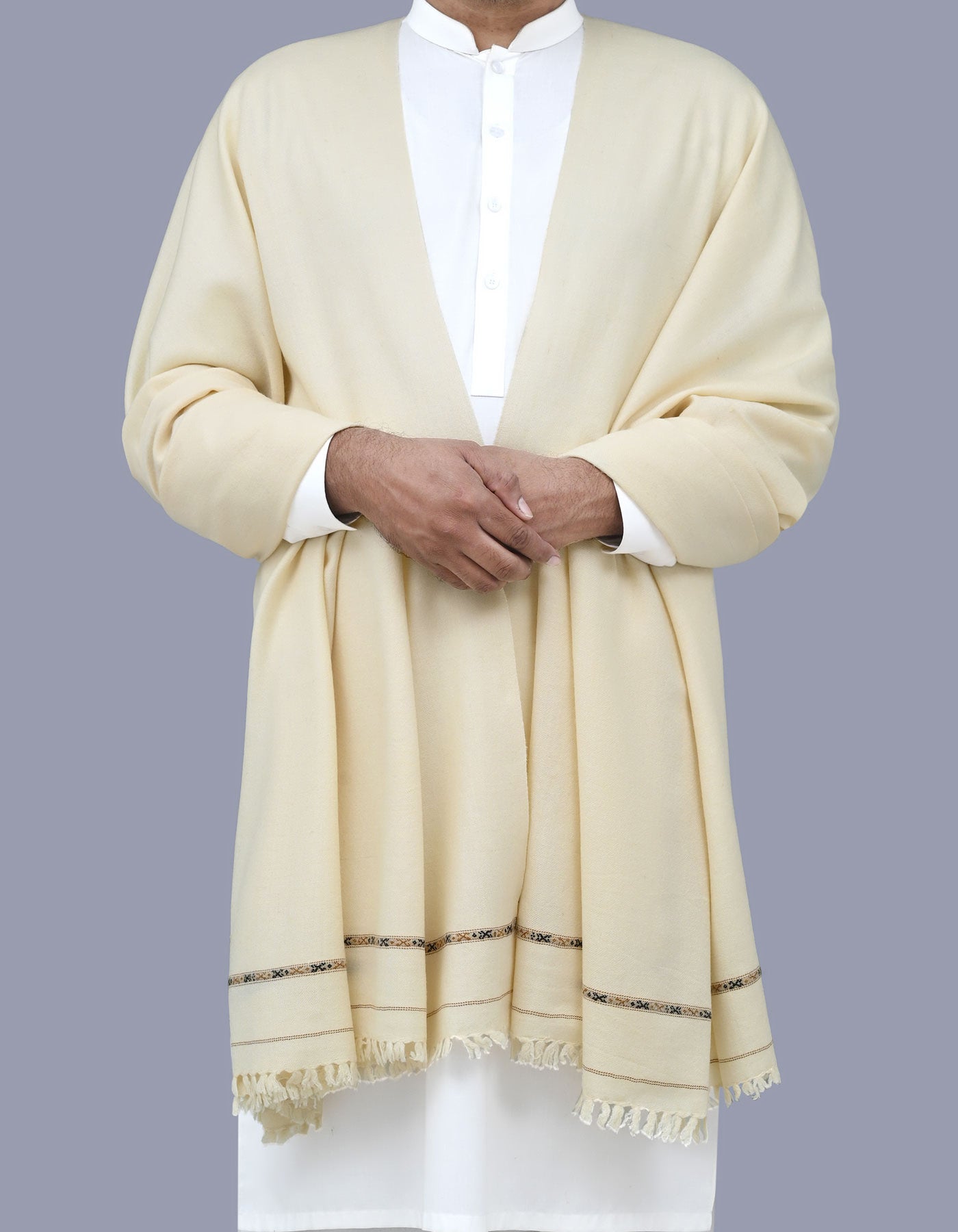 Skin Plain 100% Wool Men Shawl