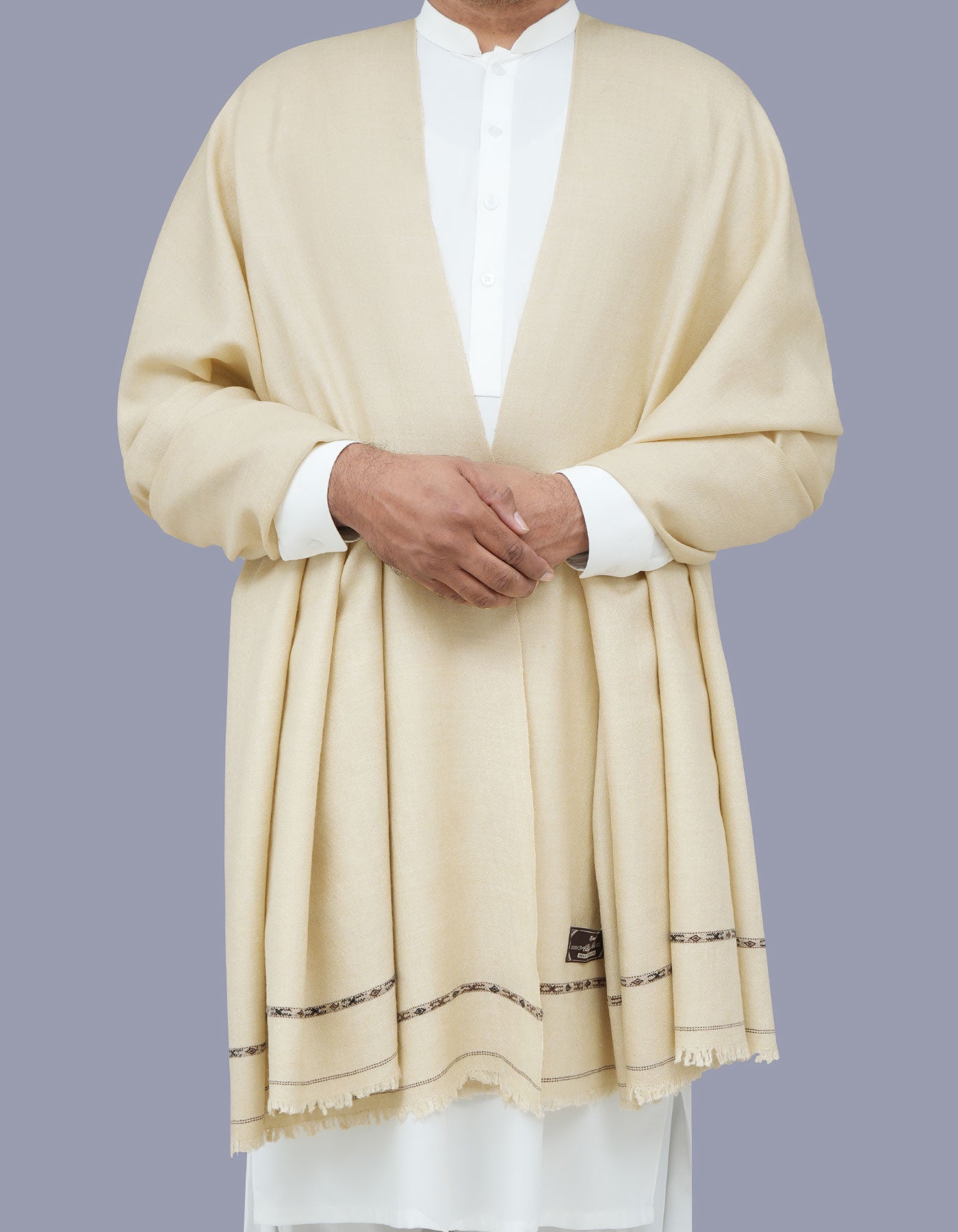 L Fawn Plain 100% Wool Men Shawl