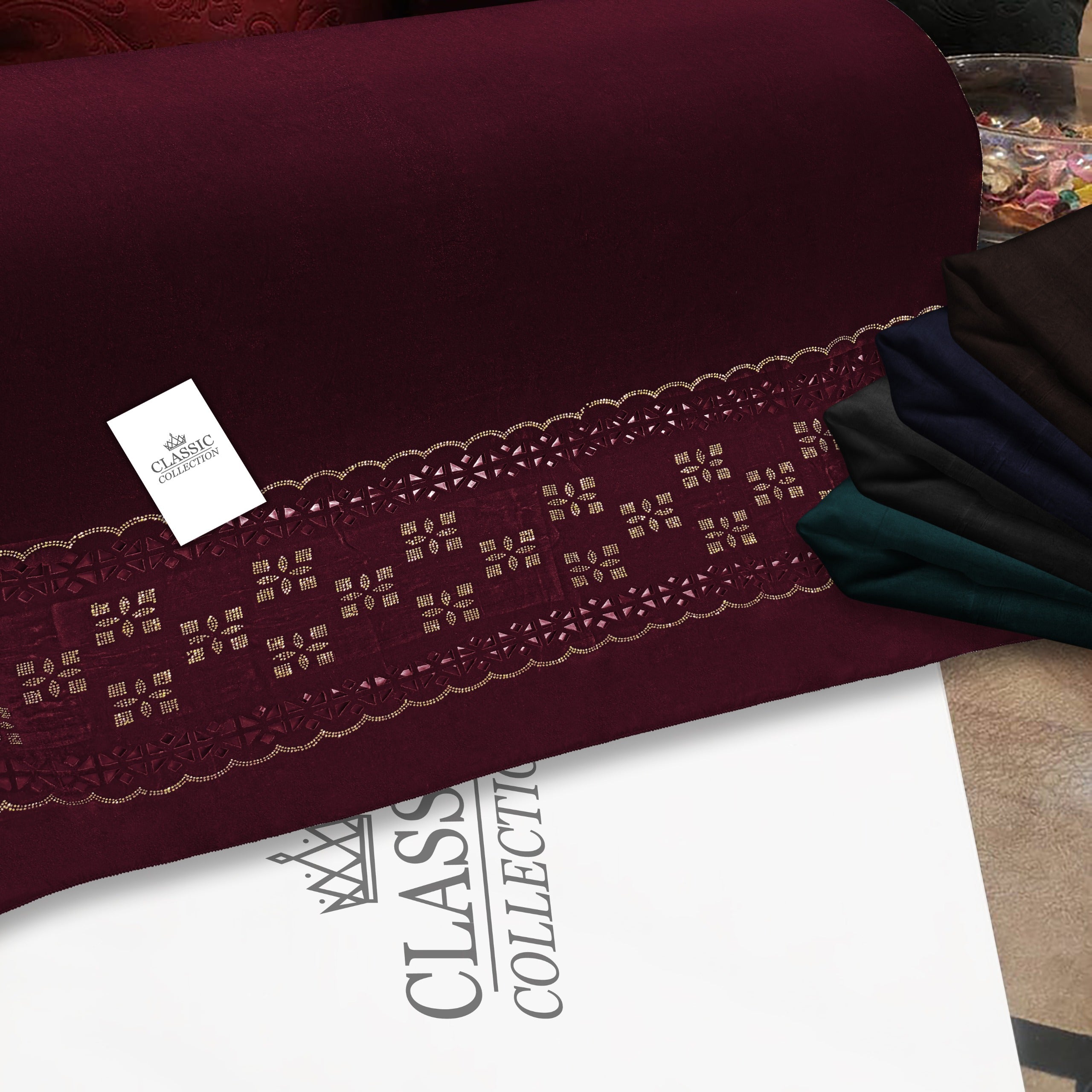 China micro (9000) leser stone work bridal shawl (Mehrun)